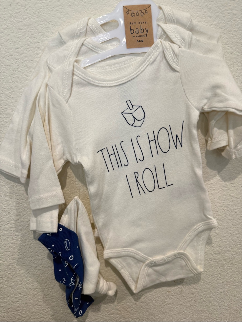 NWT Rae Dunn Baby HANNAKUH Onesie Set of 3 & Hat
